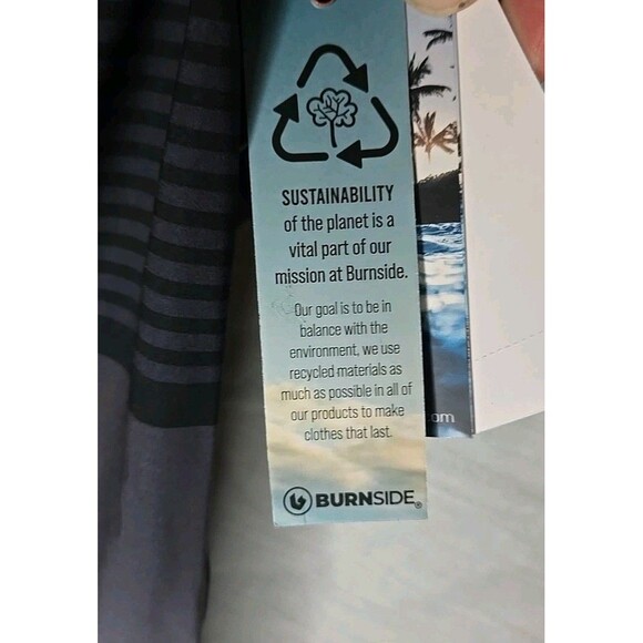 Mens Burnside Blue/Gray Striped Swim Trunks Stretch Shorts Size 32, Inseam 9" - Picture 10 of 10